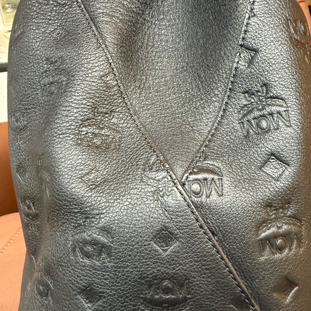 MCM Black Leather Crossbody Bag with Cream Accent - Picture 6 of 17